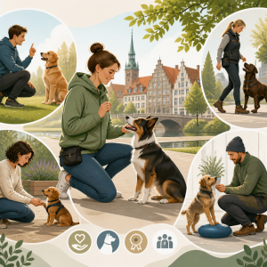Editorial illustration for an article titled "European Dog Training Today: Kind,